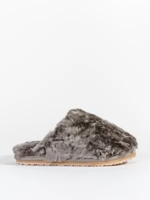 fur slipper - charcoal