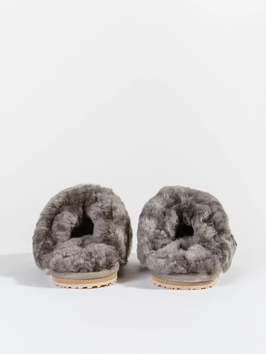 fur slipper - charcoal