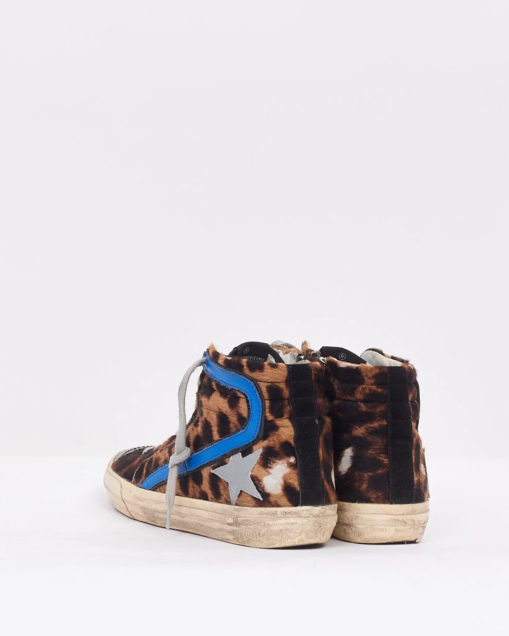 Golden Goose Brown Pony Hair Cheetah Print High Top Sneakers - 39