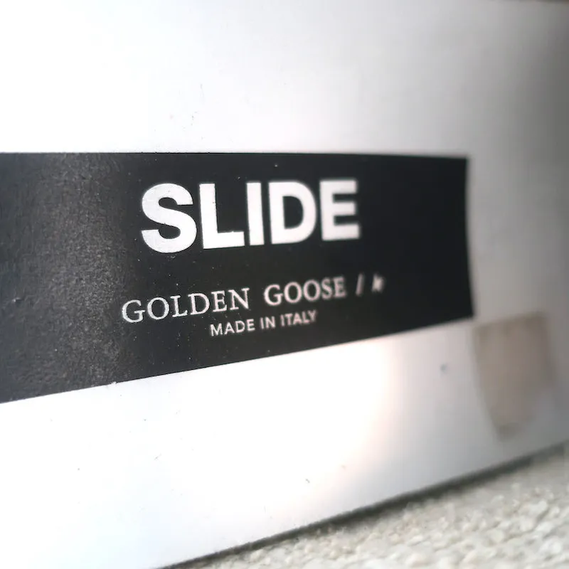 Golden Goose Slide High Top Sneakers Navy Suede & Croc-Embossed Leather Size 38