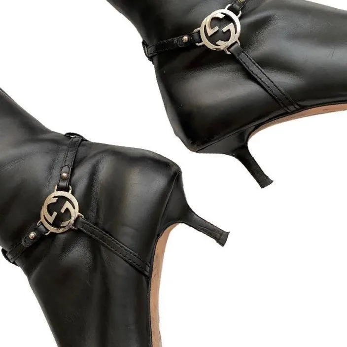 Gucci Black Leather High Boots