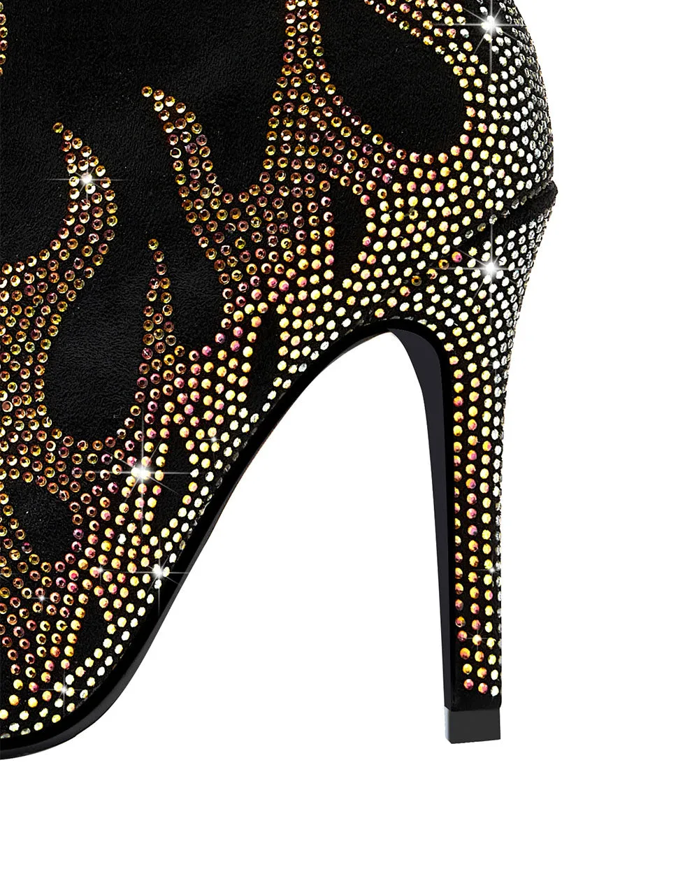 Halloween High Heel Pointed Toes Luxury Bling Rhinestone Retro Short Boots Shoes