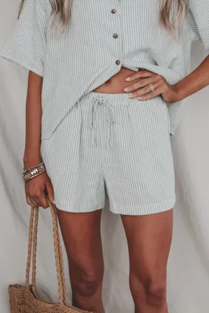 Having A Boat Day Light Blue Striped Shorts