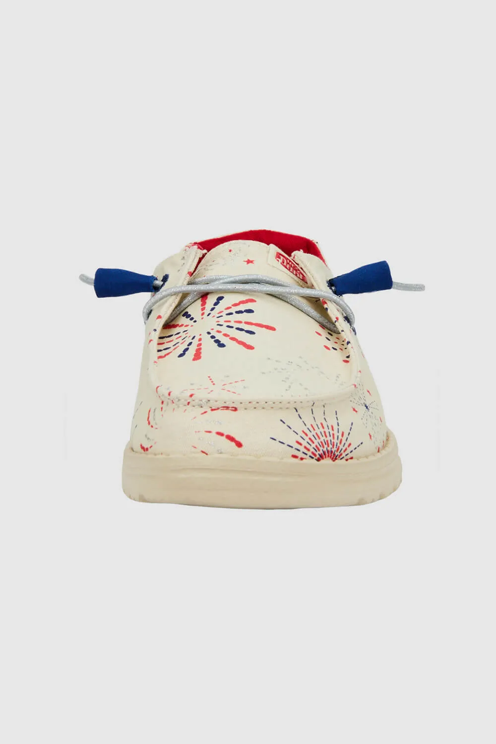 HEYDUDE Women’s Wendy Americana Firework Print Shoes in White | 41294-100