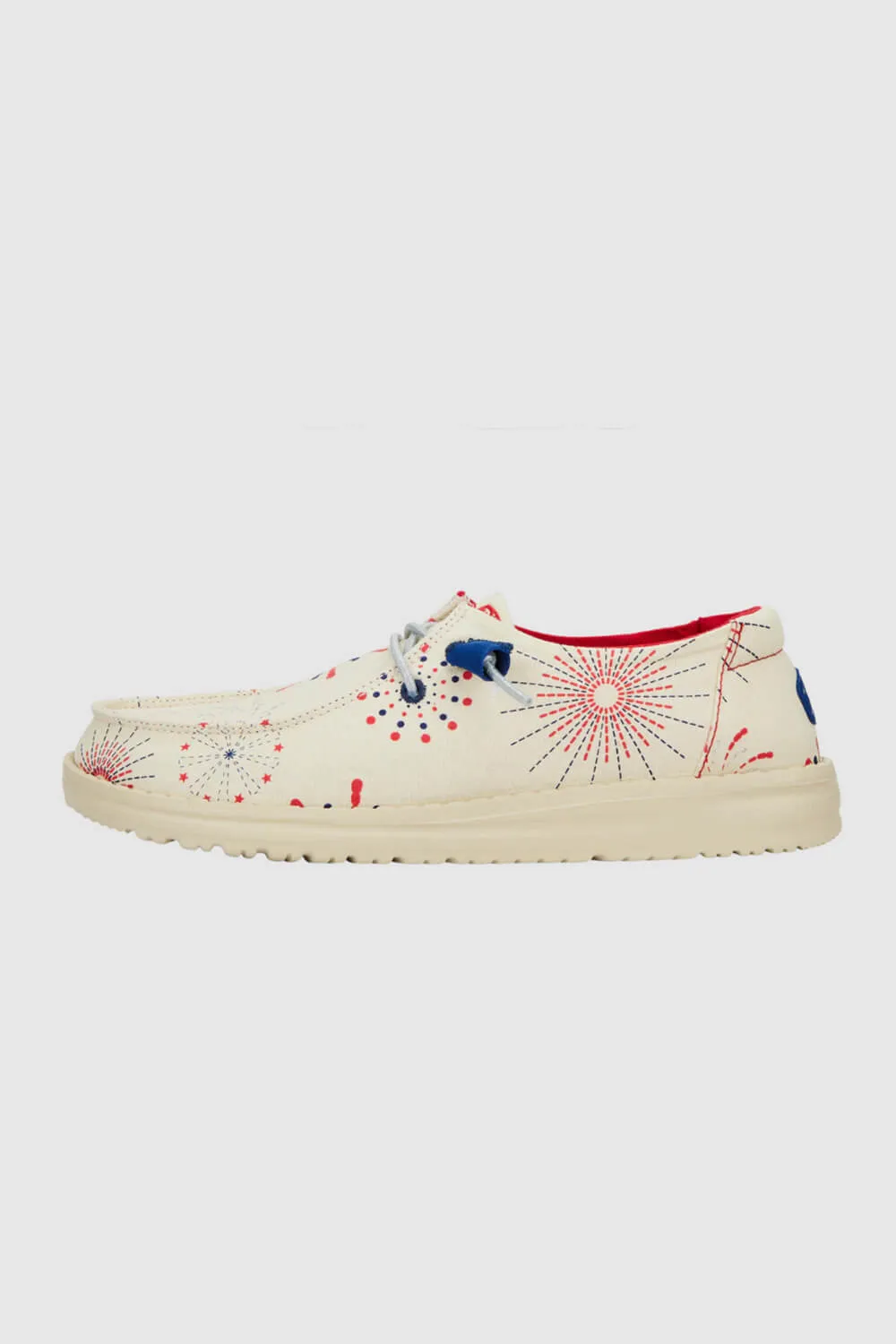 HEYDUDE Women’s Wendy Americana Firework Print Shoes in White | 41294-100
