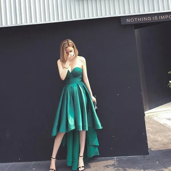 High Low Sweet Heart Satin Fashion Homcoming Dresses Prom dresses PG106