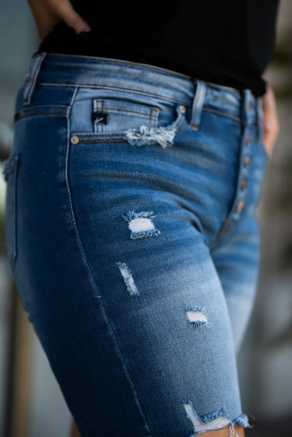 High Rise Mid Thigh Shorts