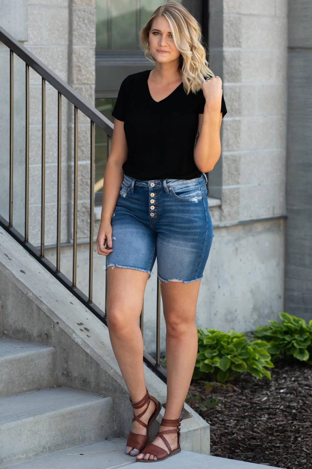 High Rise Mid Thigh Shorts