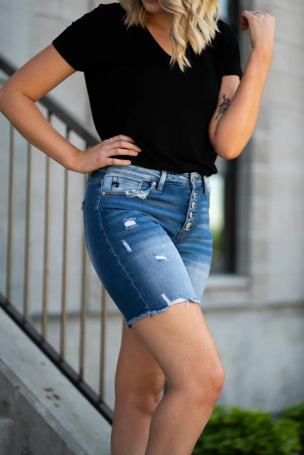 High Rise Mid Thigh Shorts