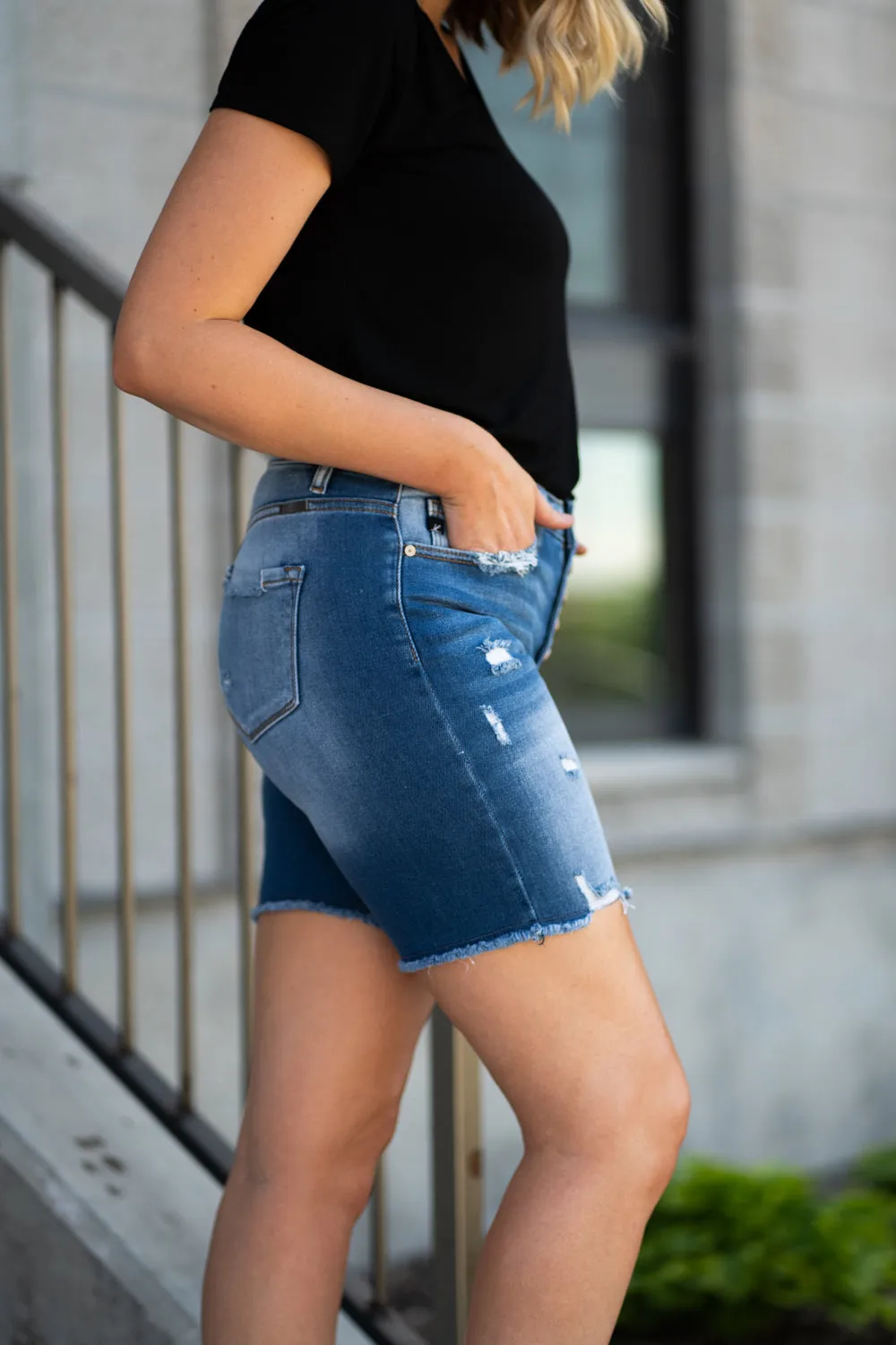 High Rise Mid Thigh Shorts
