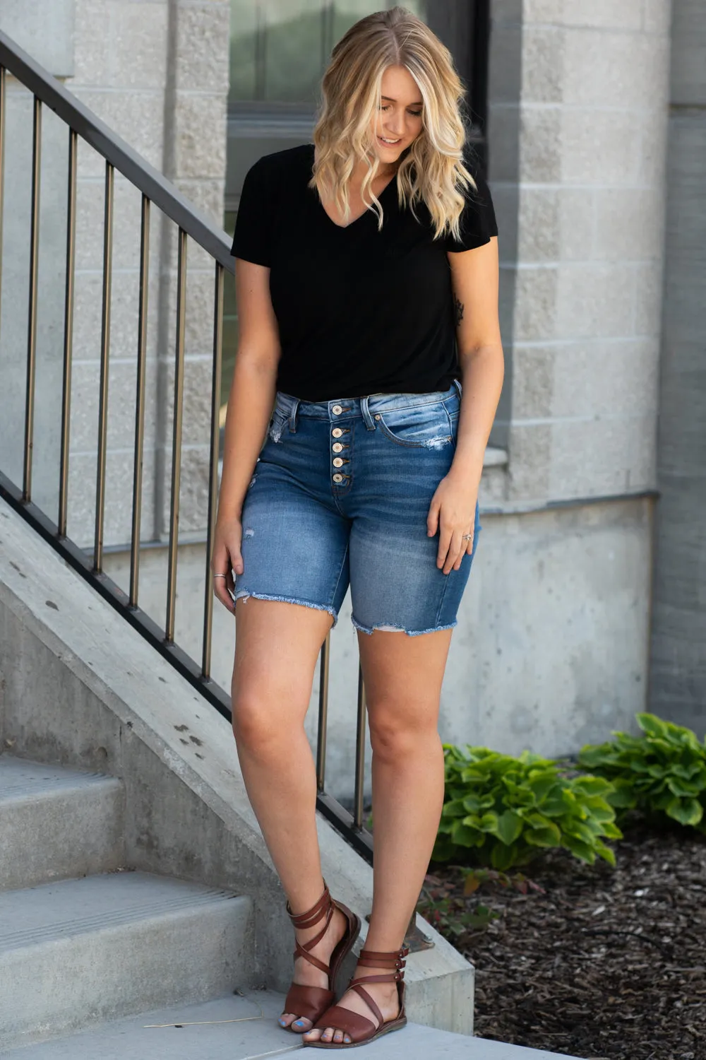 High Rise Mid Thigh Shorts