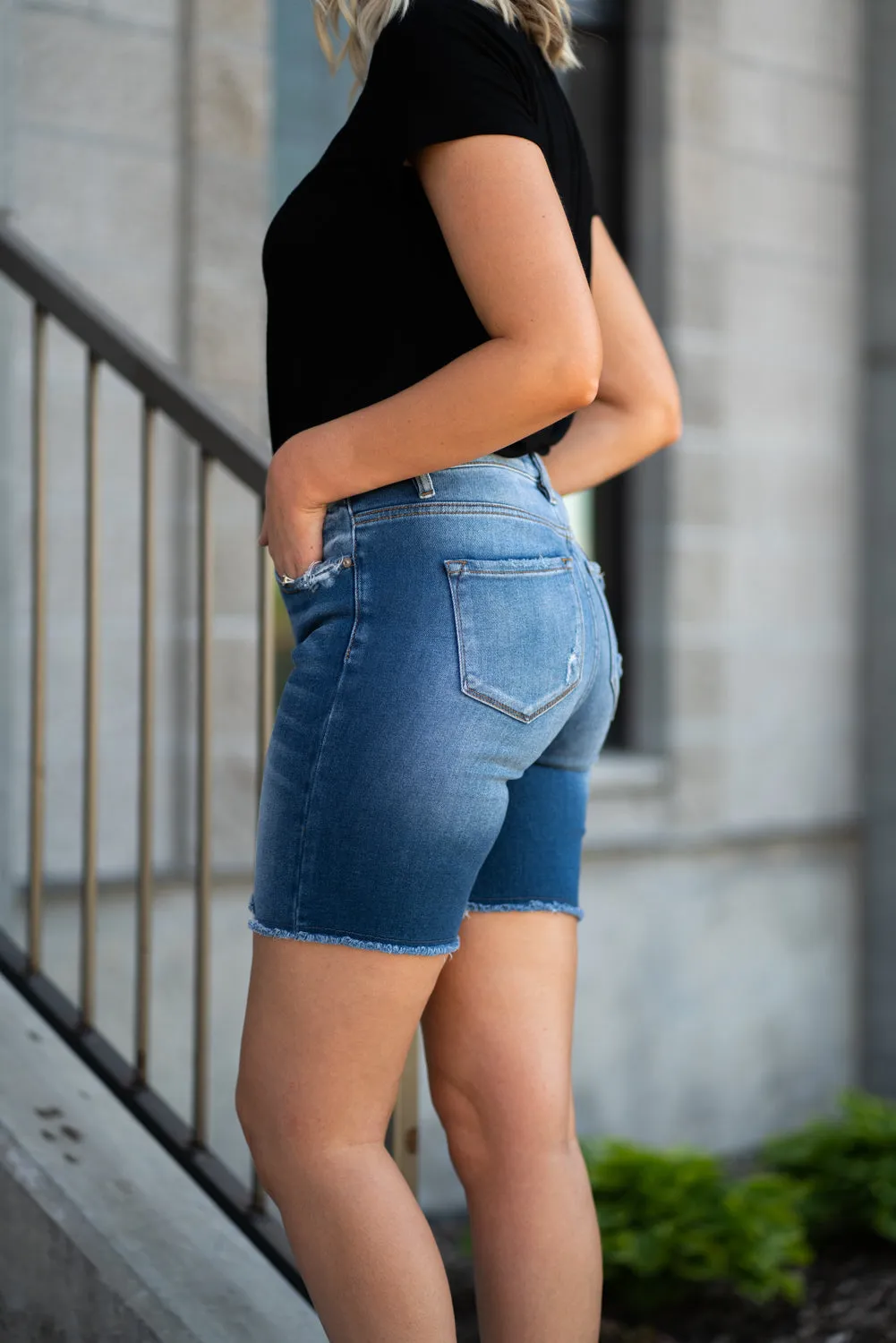 High Rise Mid Thigh Shorts