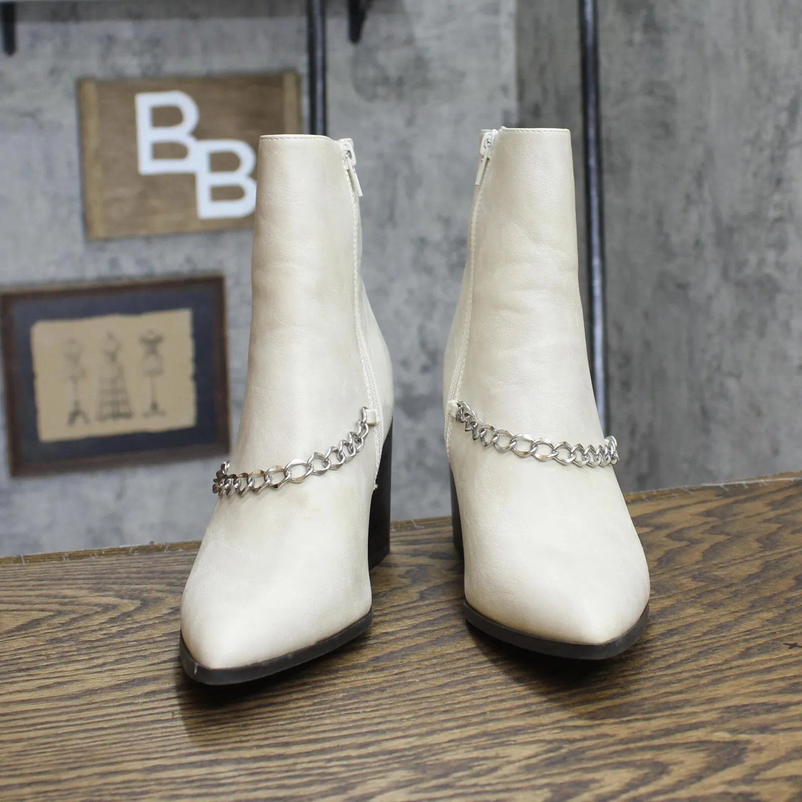 Journee Collection Women's Monicco Booties Shoes Natural Off White 7M