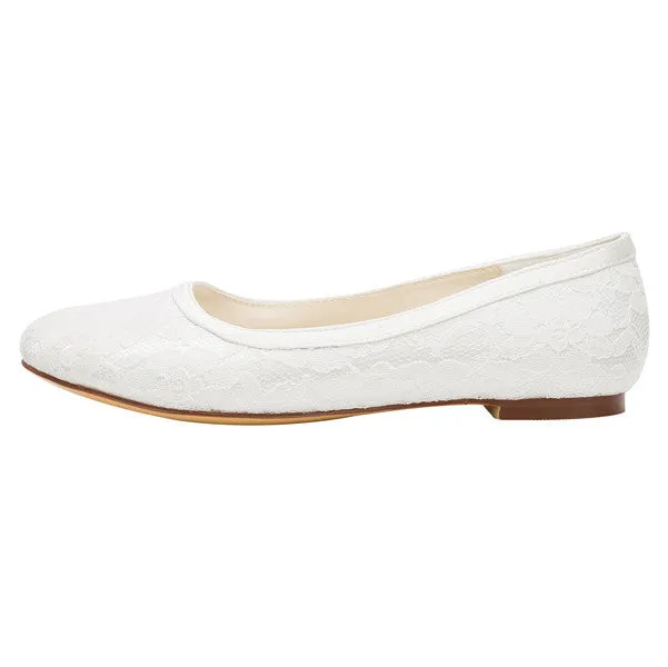 Lace Satin Flat Heel Closed Toe Shoes,High Quality Wedding Shoes, L-577