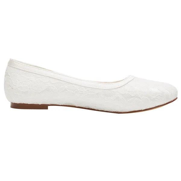 Lace Satin Flat Heel Closed Toe Shoes,High Quality Wedding Shoes, L-577