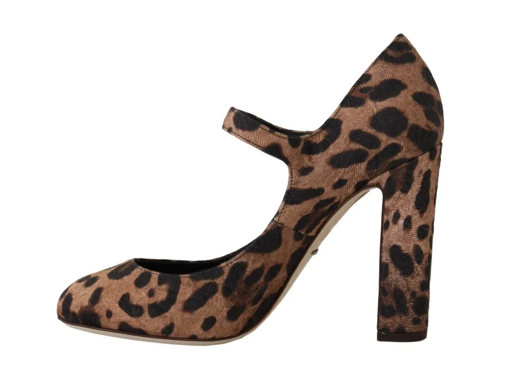 Leopard Brocade Crystal Mary Janes Shoes
