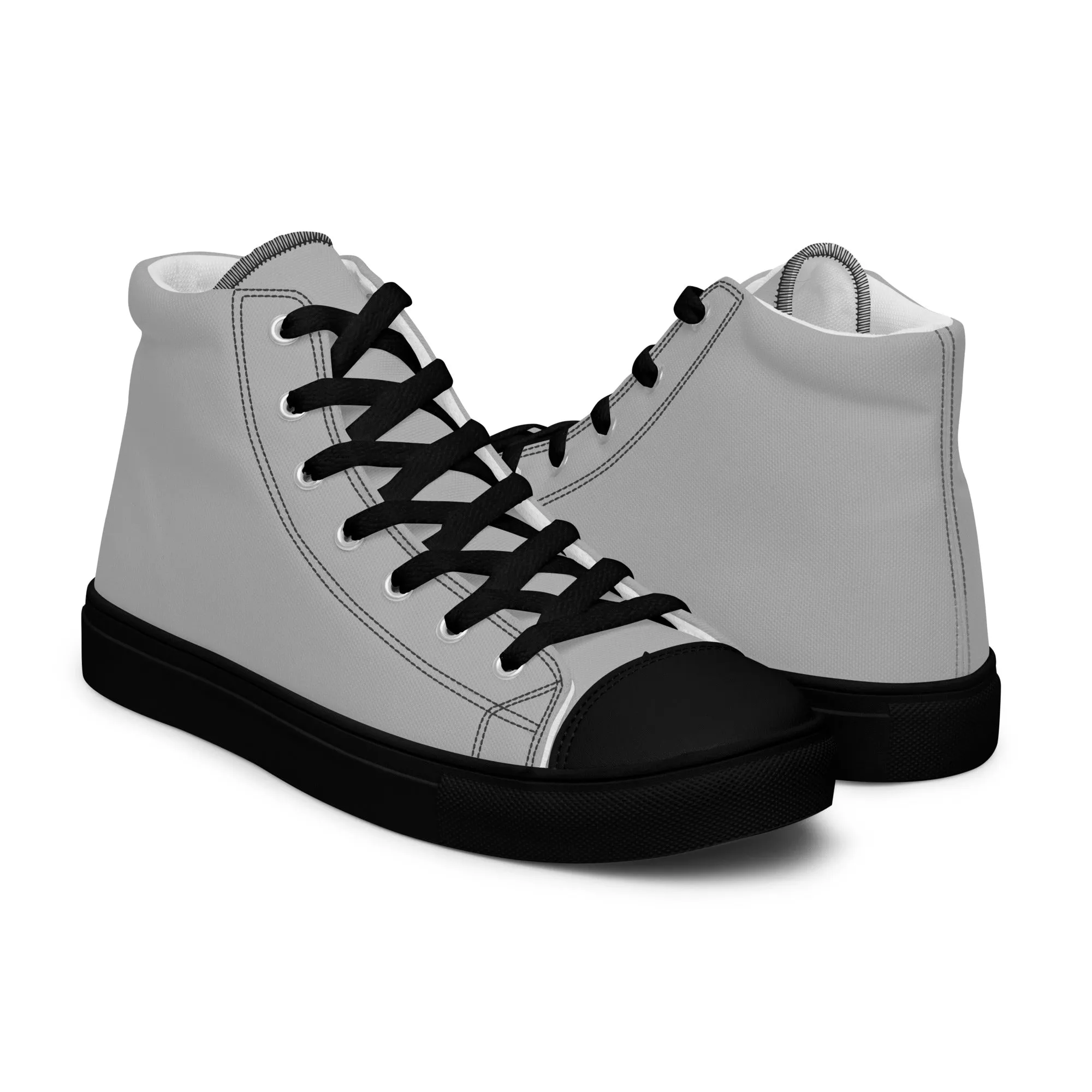 Light Grey Black - Sustainably Made Men's High Top Canvas Shoes