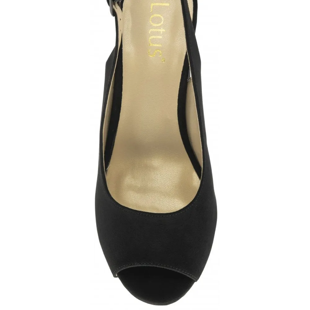 Lotus Evelyn Black Microfibre Sandals