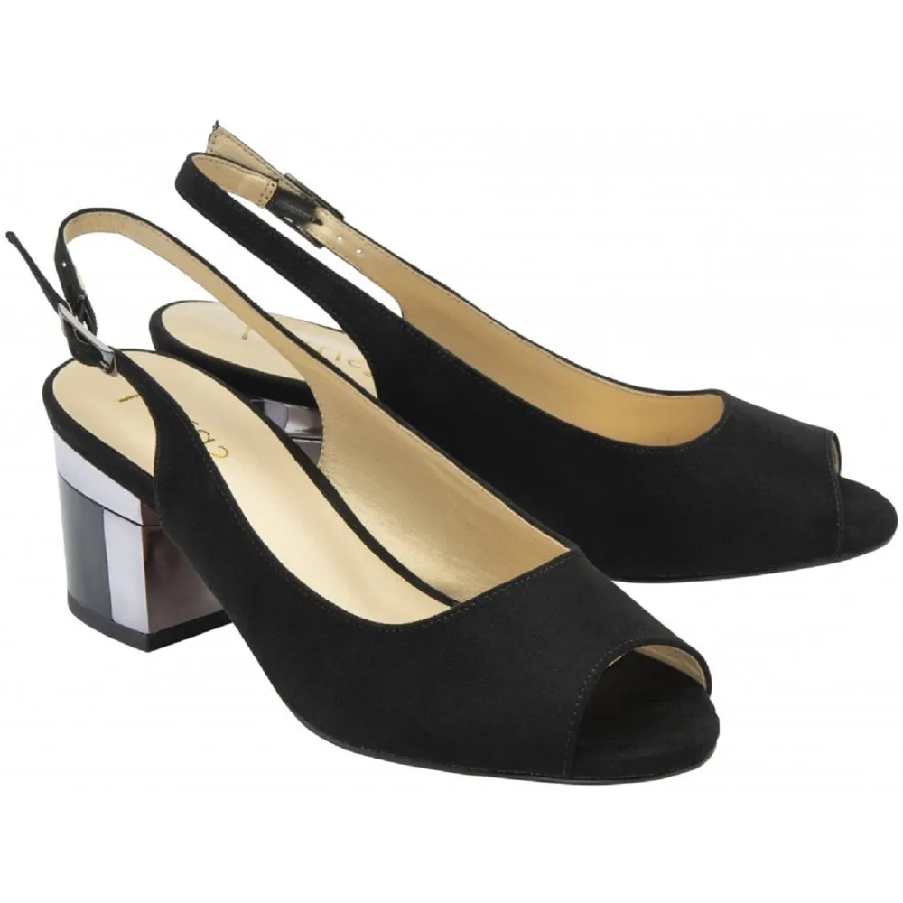 Lotus Evelyn Black Microfibre Sandals