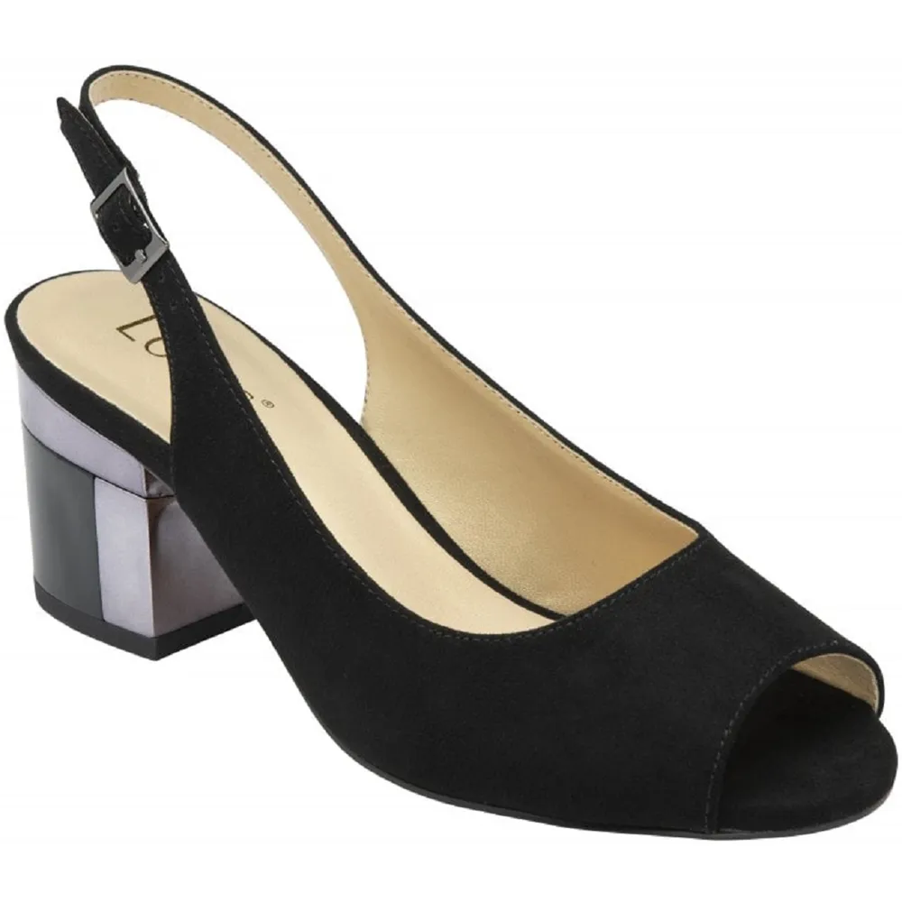 Lotus Evelyn Black Microfibre Sandals