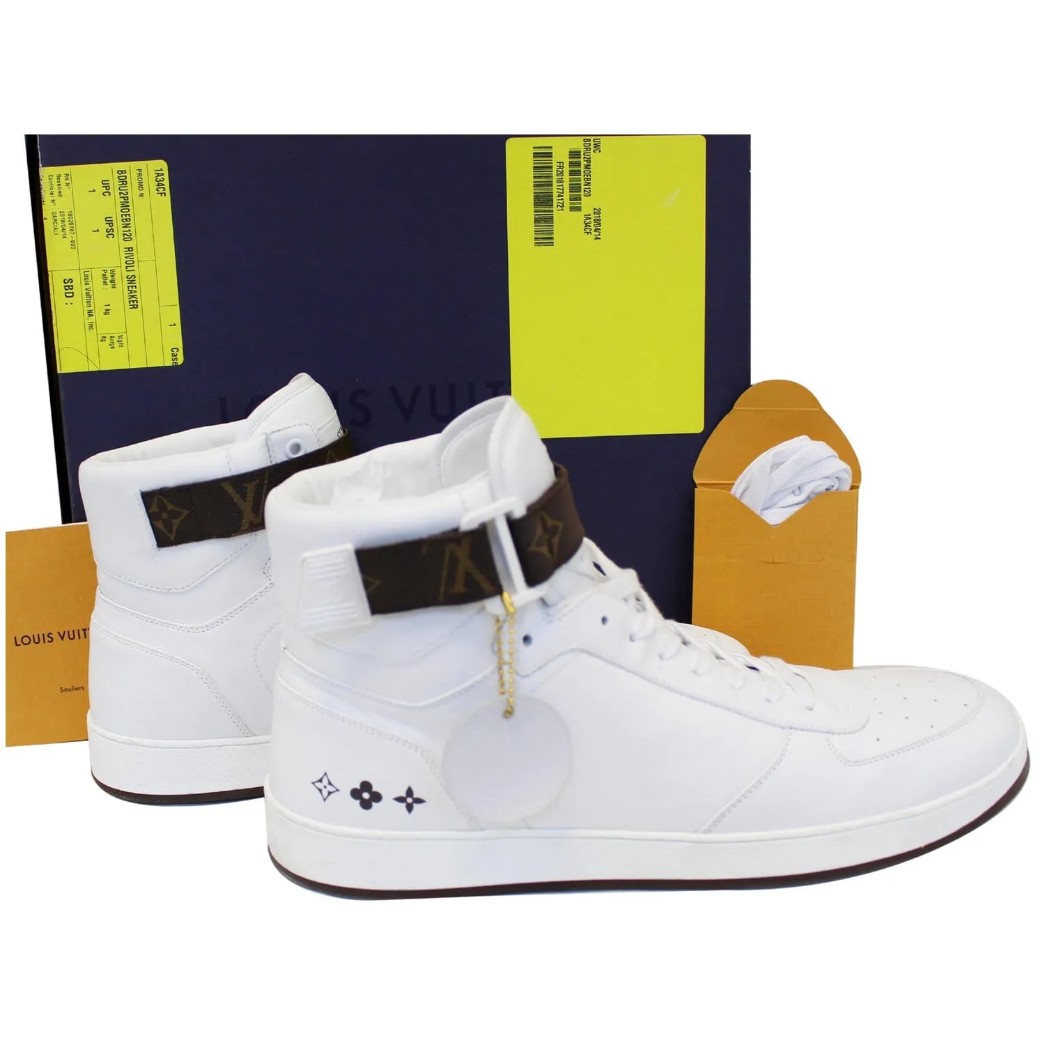 LOUIS VUITTON Rivoli Calfskin High Top Sneakers Boot White US 12