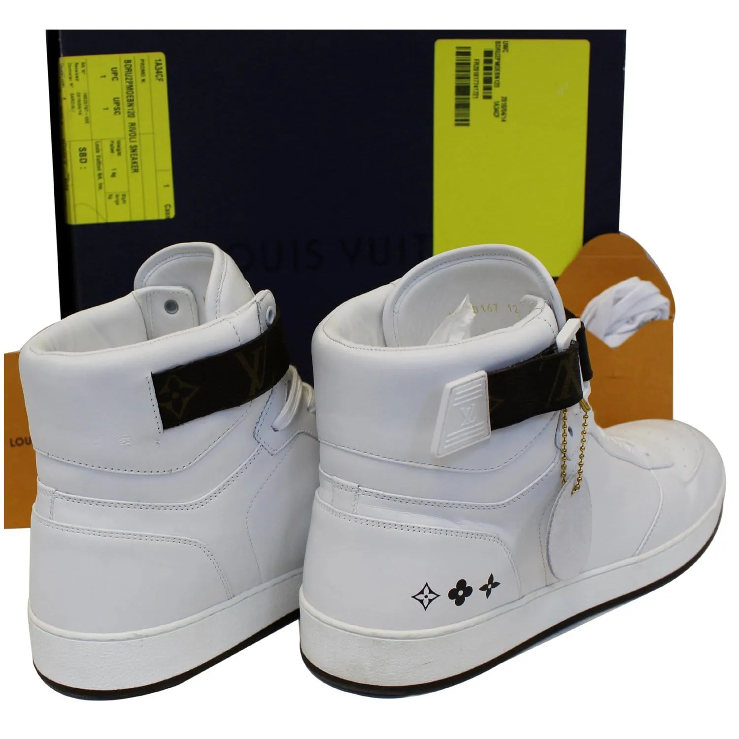 LOUIS VUITTON Rivoli Calfskin High Top Sneakers Boot White US 12