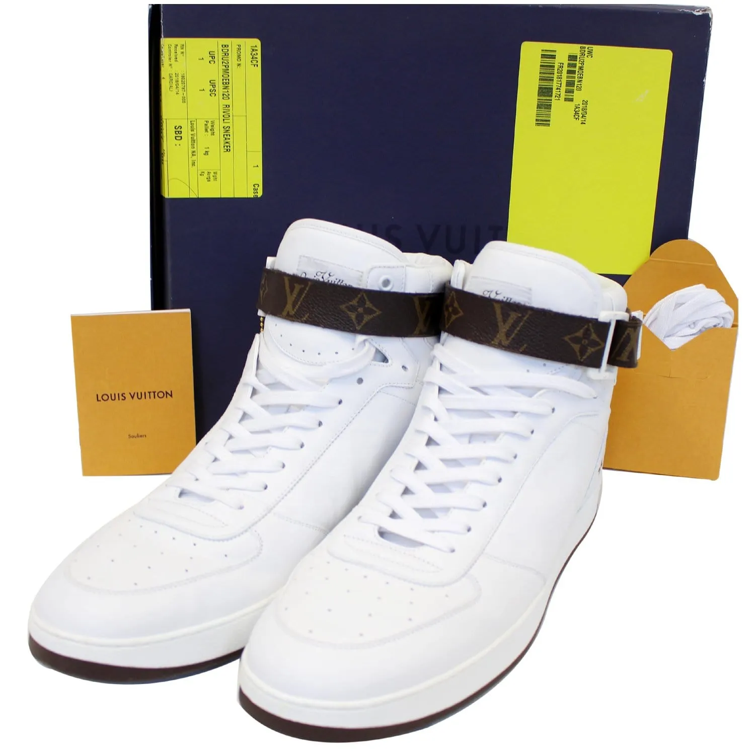 LOUIS VUITTON Rivoli Calfskin High Top Sneakers Boot White US 12