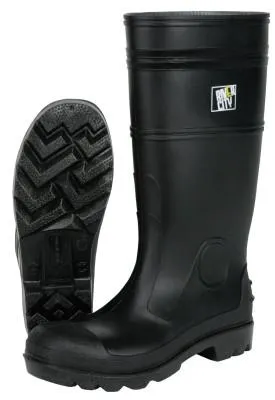 MCR Safety Plain Toe Boots, Size 6, 16 in H, PVC, Black, PBP1206