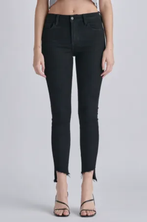 Mid Rise Crop Uneven Frayed Hem