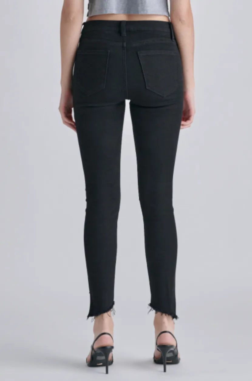 Mid Rise Crop Uneven Frayed Hem
