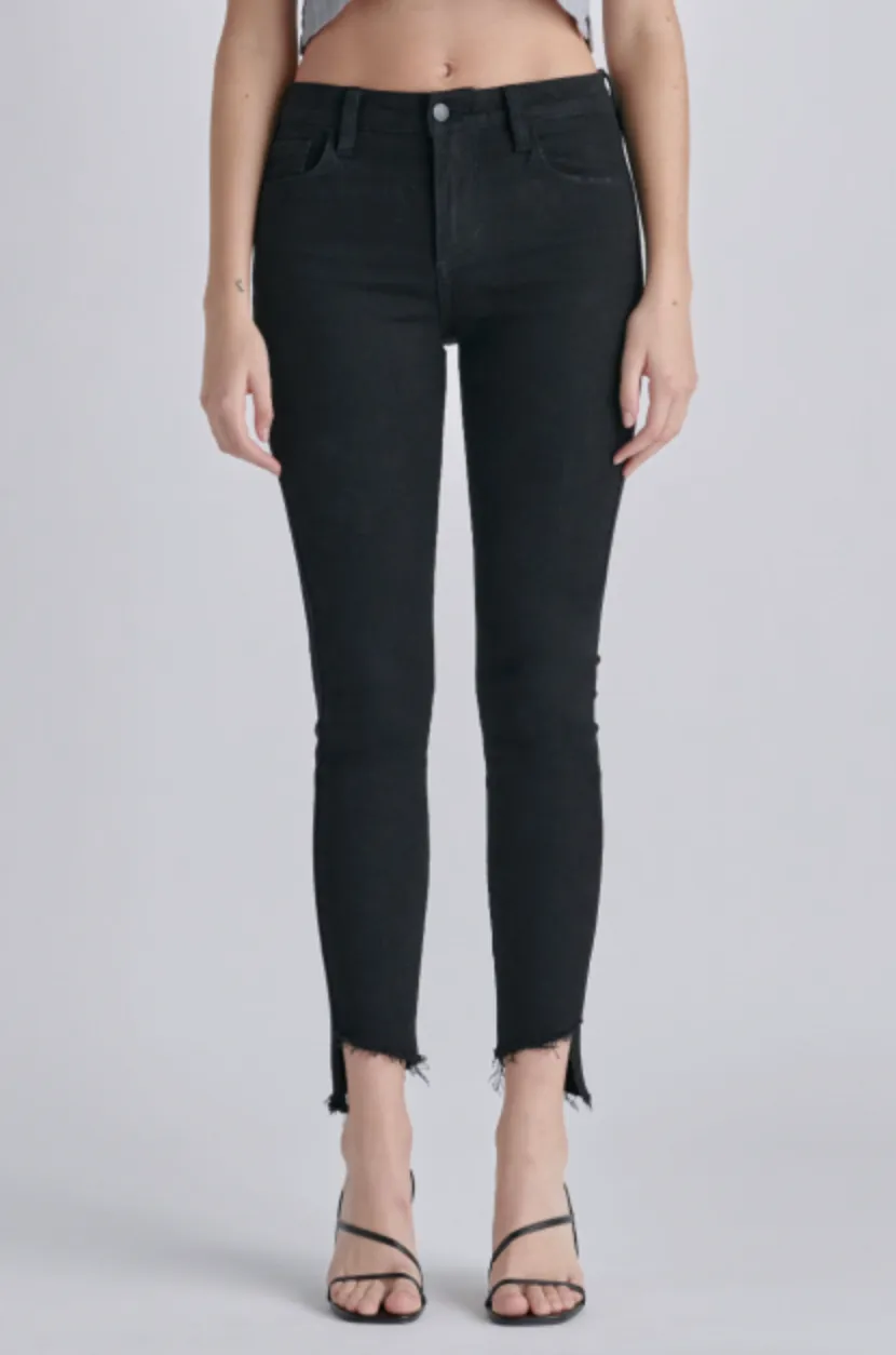 Mid Rise Crop Uneven Frayed Hem