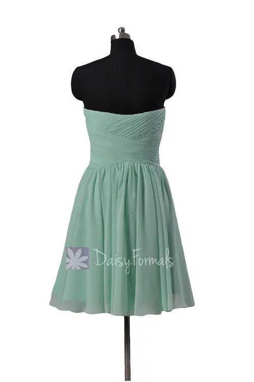 Mint Sweatheart Knee Length Bridesmaid Dress Short Mint Green Formal Party Dress(BM182)