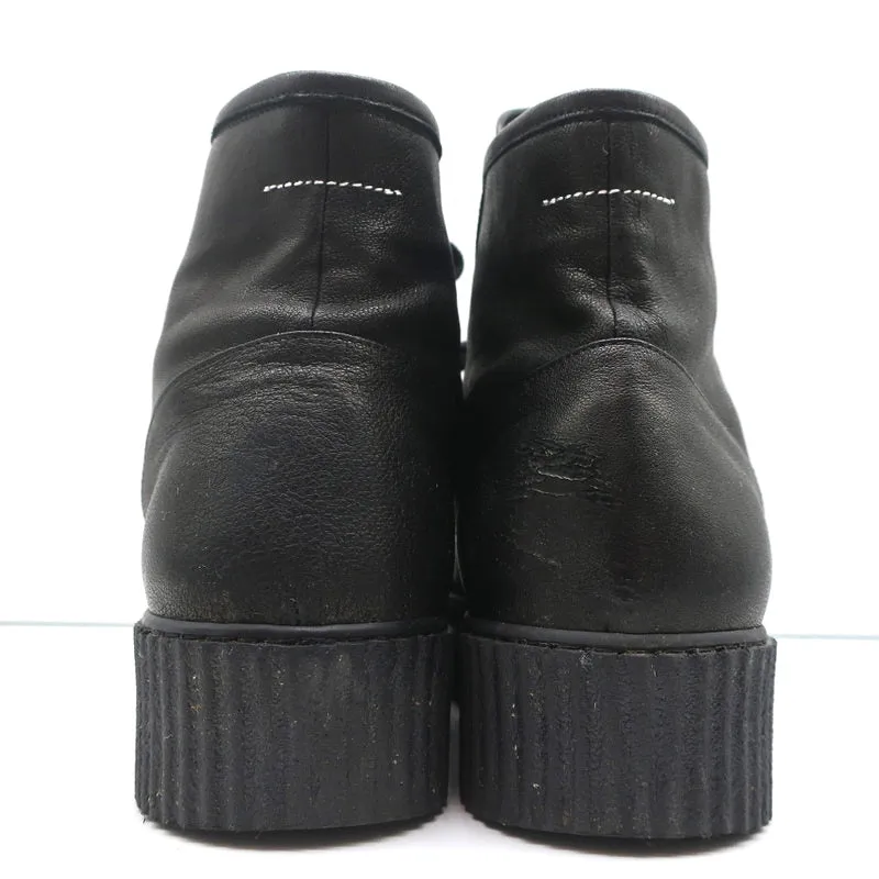MM6 Maison Margiela High Top Platform Creeper Sneakers Black Leather Size 41