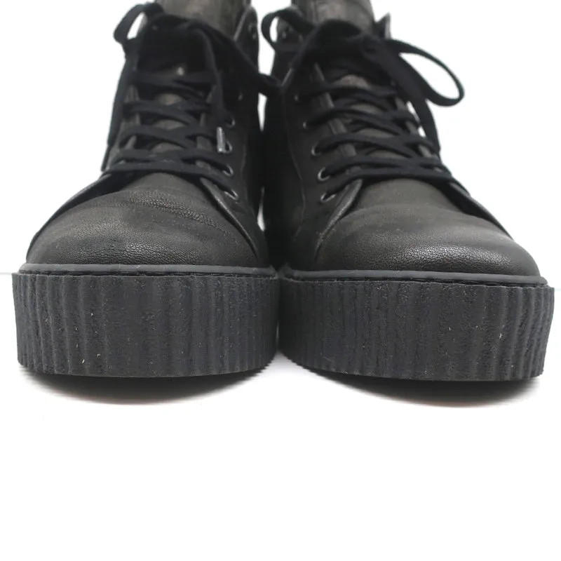 MM6 Maison Margiela High Top Platform Creeper Sneakers Black Leather Size 41