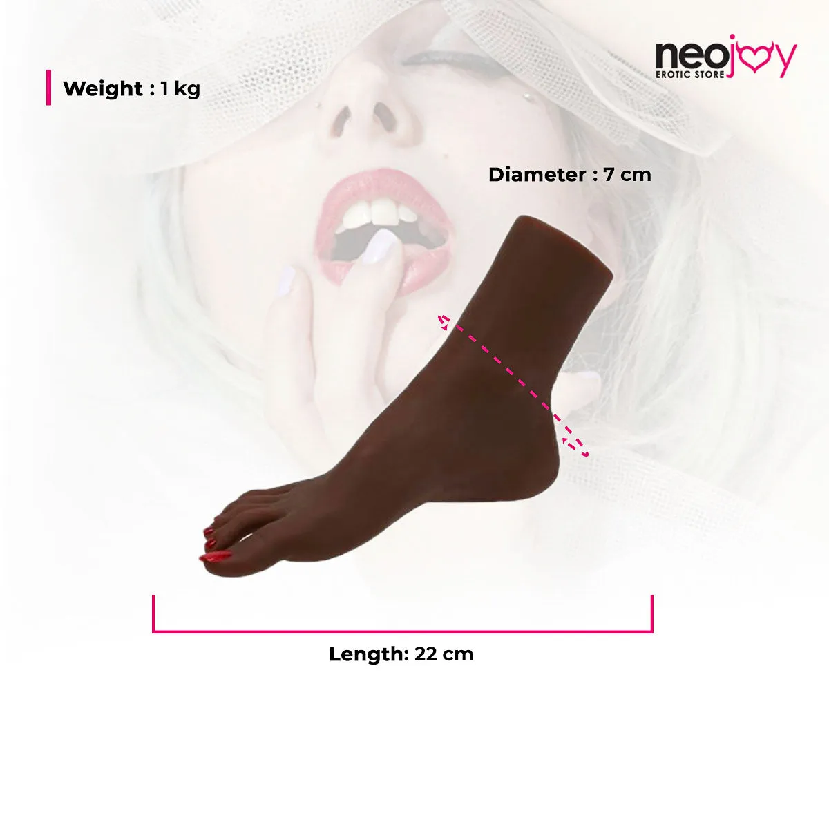 Neojoy Emma Right & Left Foot Fetish - Internal Skeleton & Toenails - 0.55 kg - Black