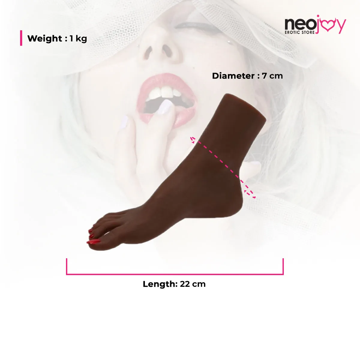 Neojoy Emma Right & Left Foot Fetish - Internal Skeleton & Toenails - 0.55 kg - Black