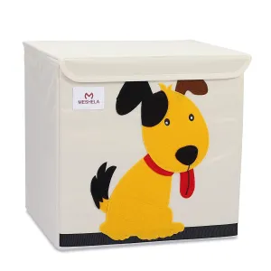 Pasutewel Kids Storage Box, Large Capacity Foldable Cartoon Canvas Cube Organiser For Clothes, Shoes, Toys (Dog)