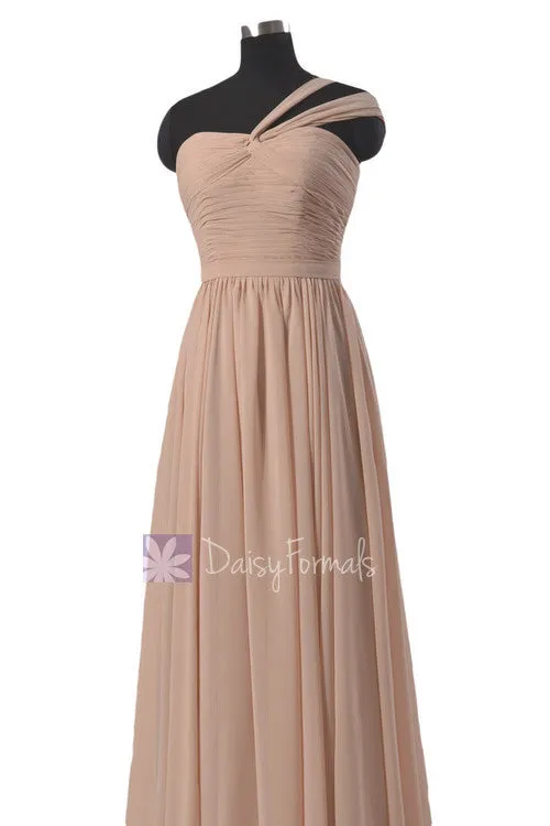 Peach Floor Length Chiffon Bridesmaid Dress Ice Apricot Formal Dress w/ Straps(BM731L)