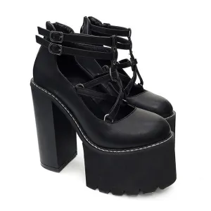 Pentagram Double Strap High Heels Shoes SD00144