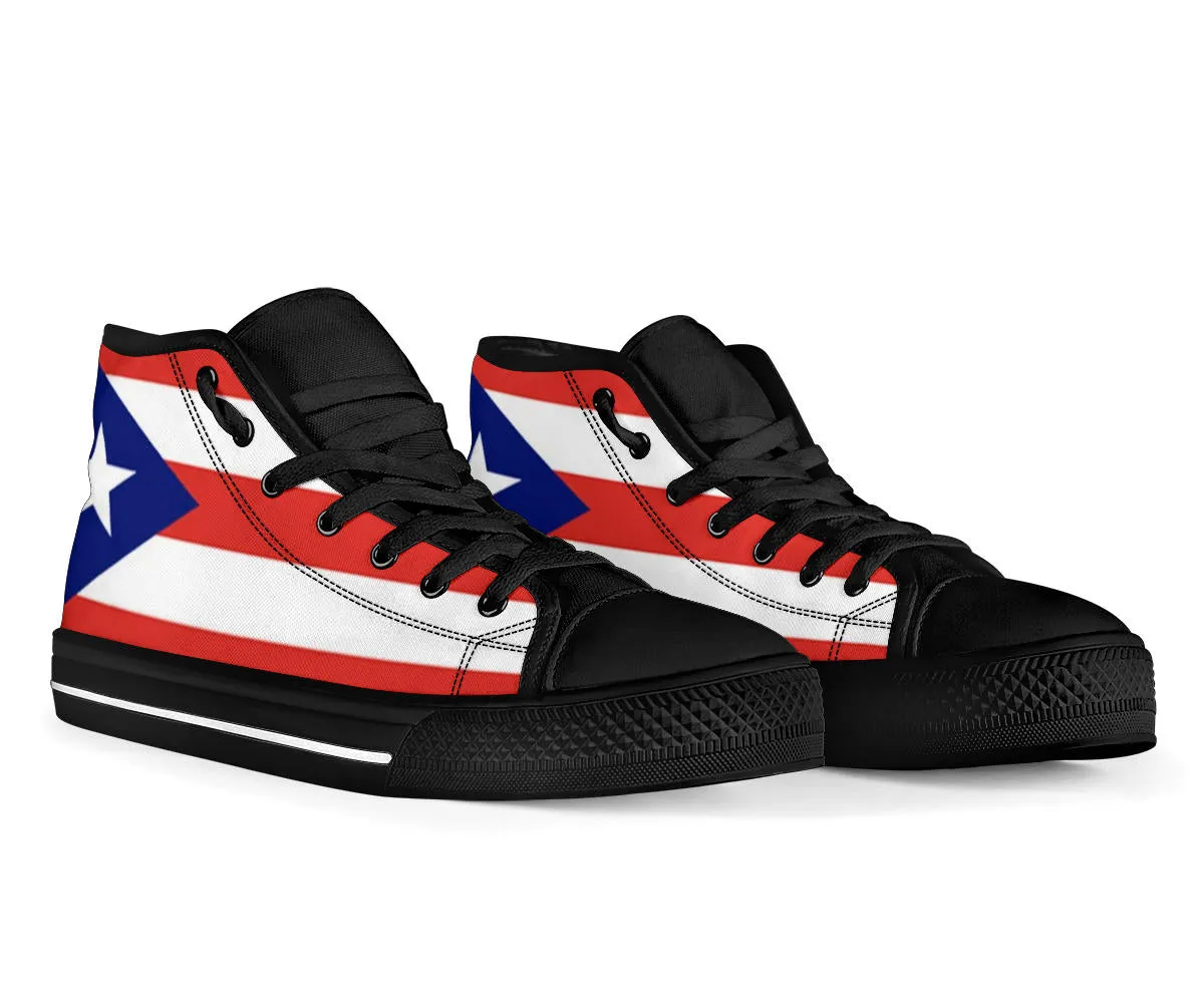 Puerto Rico Flag High Top Sneaker Shoes with Black Soles