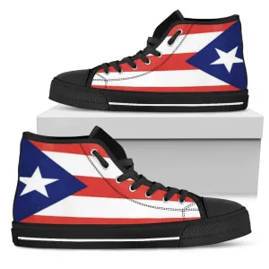 Puerto Rico Flag High Top Sneaker Shoes with Black Soles