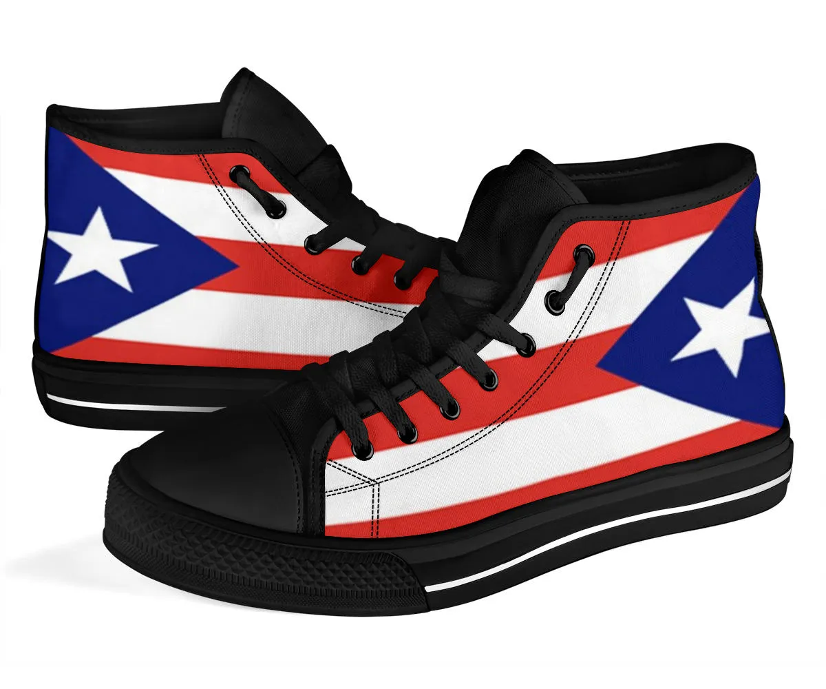 Puerto Rico Flag High Top Sneaker Shoes with Black Soles