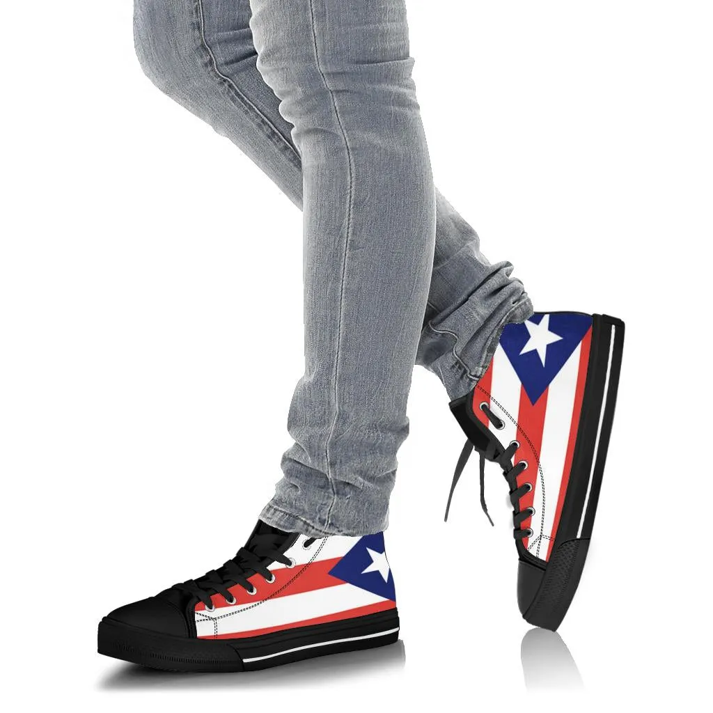 Puerto Rico Flag High Top Sneaker Shoes with Black Soles