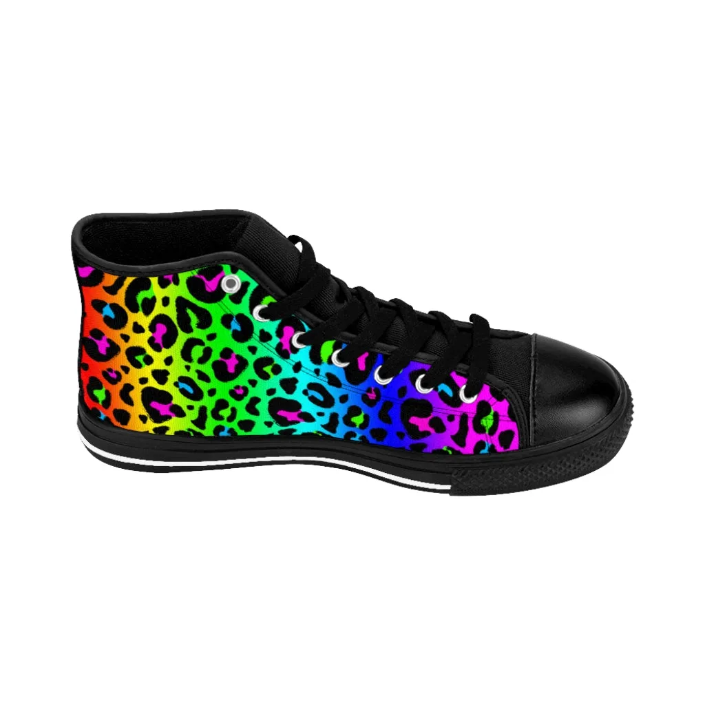 Rainbow 90’s Leopard Print Men's High-top Sneakers