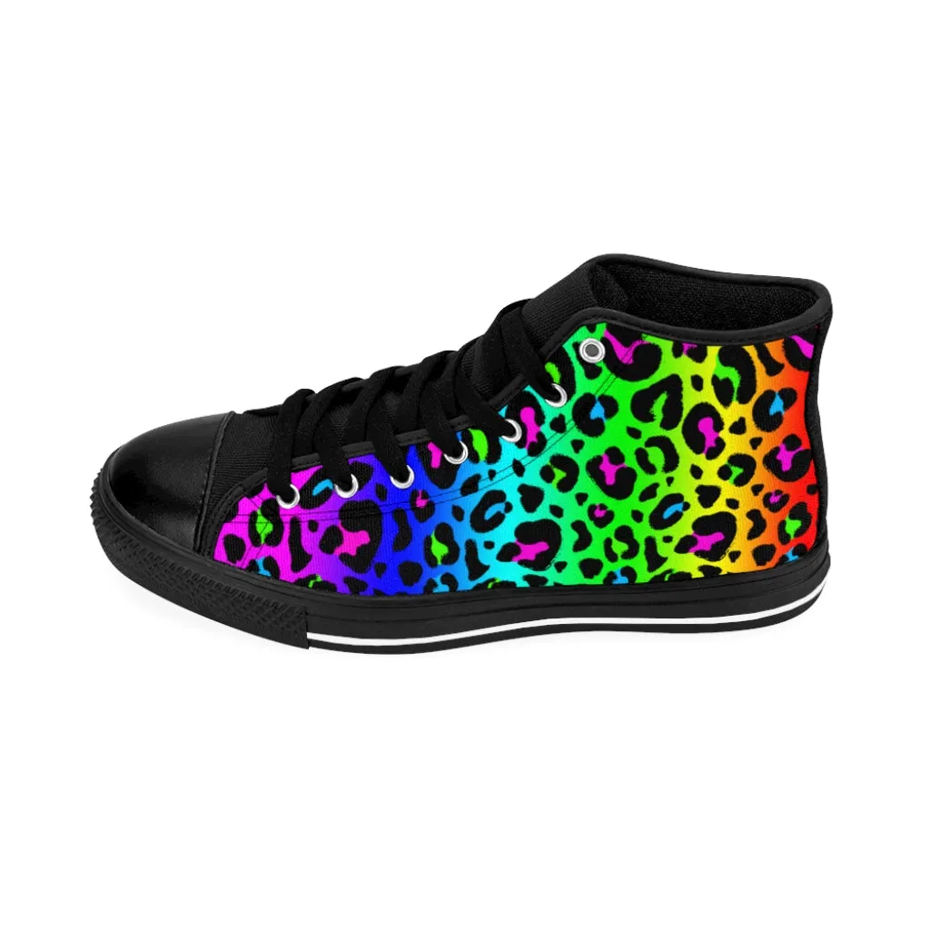 Rainbow 90’s Leopard Print Men's High-top Sneakers