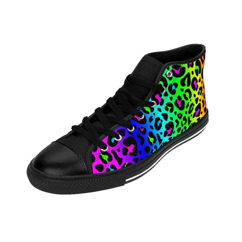 Rainbow 90’s Leopard Print Men's High-top Sneakers