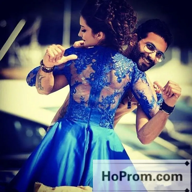 Royal Blue High Neck Short Prom Dresses Homecoming Dresses