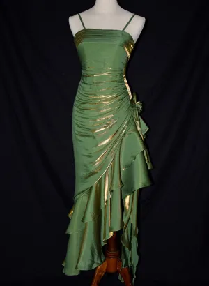 Satin Chic Style High Low Straps Party Dress, High Low Prom Dress Evening Dress