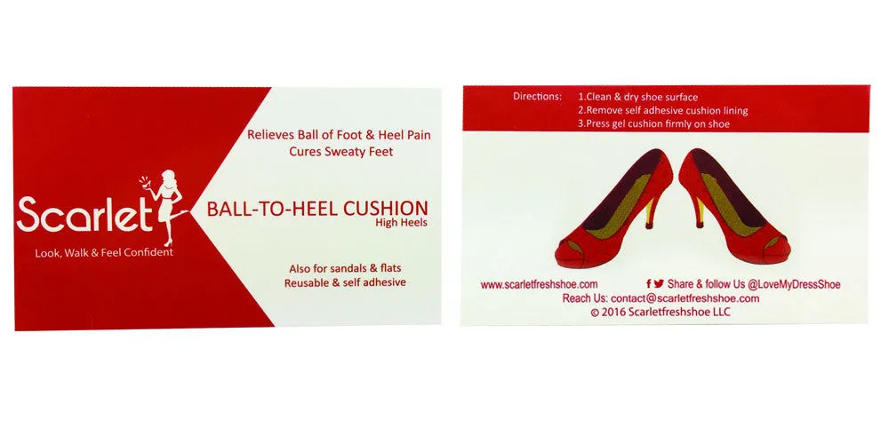 Scarlet Ball-To-Heel Cushion: Lush Shoe Insert from Ball-Of-Foot to Heel for High Heels and Flats