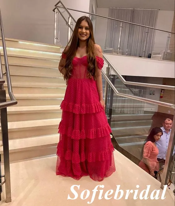 Sexy Tulle Off Shoulder Sleeveless A-Line Floor Length Prom Dress, PD01057